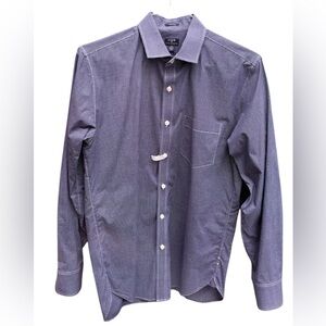J. Crew Thompson Micro-Check Navy & White Long Sleeved Dress Stretch Shirt Men M